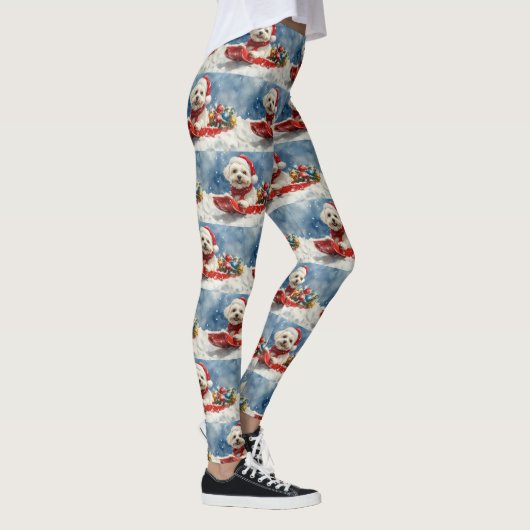 Coton De Tulear in Sledge Let it Snow Christmas Leggings (Rechts)
