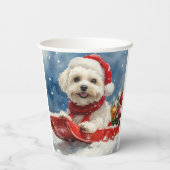 Coton De Tulear in Sledge Let it Snow Christmas Pappbecher (Rückseite)