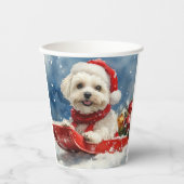 Coton De Tulear in Sledge Let it Snow Christmas Pappbecher (Vorderseite)