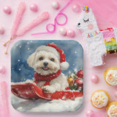 Coton De Tulear in Sledge Let it Snow Christmas Pappteller (Party)