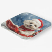 Coton De Tulear in Sledge Let it Snow Christmas Pappteller (Gewinkelt)