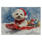 Coton De Tulear in Sledge Let it Snow Christmas Schneidebrett (Vorderseite)