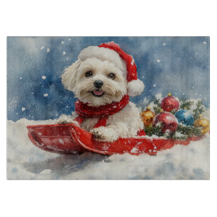 Coton De Tulear in Sledge Let it Snow Christmas Schneidebrett