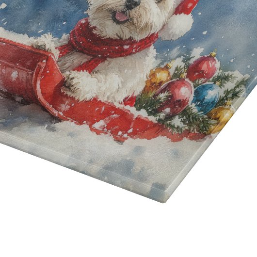 Coton De Tulear in Sledge Let it Snow Christmas Schneidebrett (Ecke)