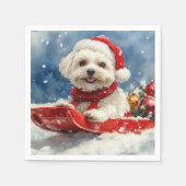 Coton De Tulear in Sledge Let it Snow Christmas Serviette (Vorderseite)