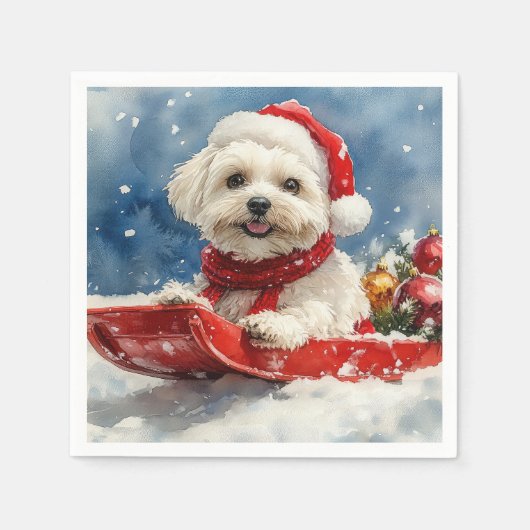 Coton De Tulear in Sledge Let it Snow Christmas Serviette (Vorderseite)