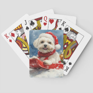 Coton De Tulear in Sledge Let it Snow Christmas Spielkarten