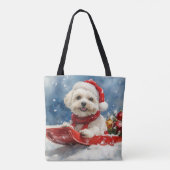 Coton De Tulear in Sledge Let it Snow Christmas Tasche (Rückseite)