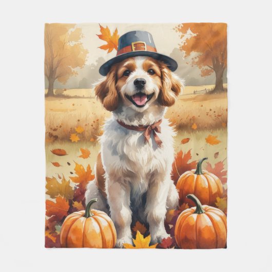 Coton De Tulear lässt im Herbst Erntedank Kunst Fleecedecke (Vorderseite)