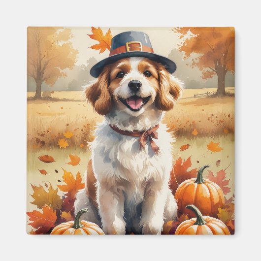 Coton De Tulear lässt im Herbst Erntedank Kunst Magnet (Vorne)