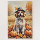 Coton De Tulear lässt im Herbst Erntedank Kunst Puzzle (Vertikal)