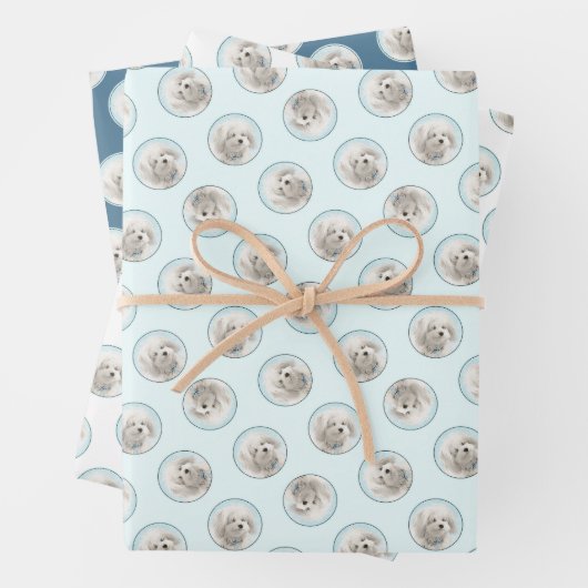 Coton de Tulear Malerei Niedlich Original Haustier Geschenkpapier Set (Beispiel)