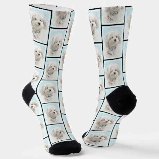 Coton de Tulear Malerei Niedlich Original Haustier Socken (Gewinkelt)
