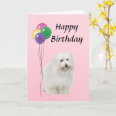Coton De Tulear mit Balloons glücklich zum Geburts Karte (Gelbe Blume)
