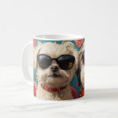 Coton de Tulear mit Herz-Rose Valentinstag Kaffeetasse (Vorderseite Links)