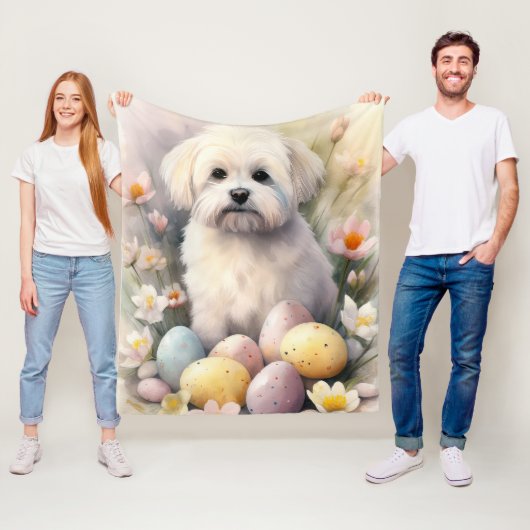 Coton De Tulear mit Ostereier Urlaub Fleecedecke (Beispiel)