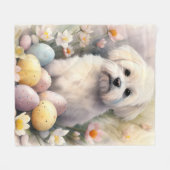 Coton De Tulear mit Ostereier Urlaub Fleecedecke (Vorderseite (Horizontal))