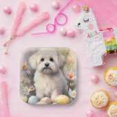 Coton De Tulear mit Ostereier Urlaub Pappteller (Party)