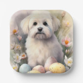 Coton De Tulear mit Ostereier Urlaub Pappteller (Vorderseite)