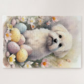 Coton De Tulear mit Ostereier Urlaub Puzzle (Horizontal)