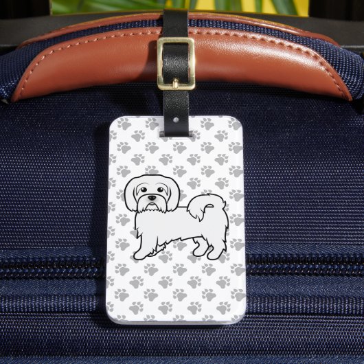 Coton de Tulear Niedlich Cartoon Dog & Custom Text Gepäckanhänger (Vorderseite Insitu 2)