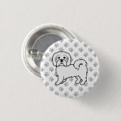 Coton de Tulear Niedlich Cartoon Dog Illustration Button (Vorne & Hinten)