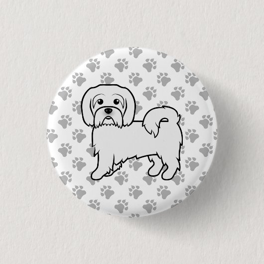 Coton de Tulear Niedlich Cartoon Dog Illustration Button (Vorderseite)