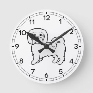 Coton de Tulear Niedlich Cartoon Dog Illustration Runde Wanduhr
