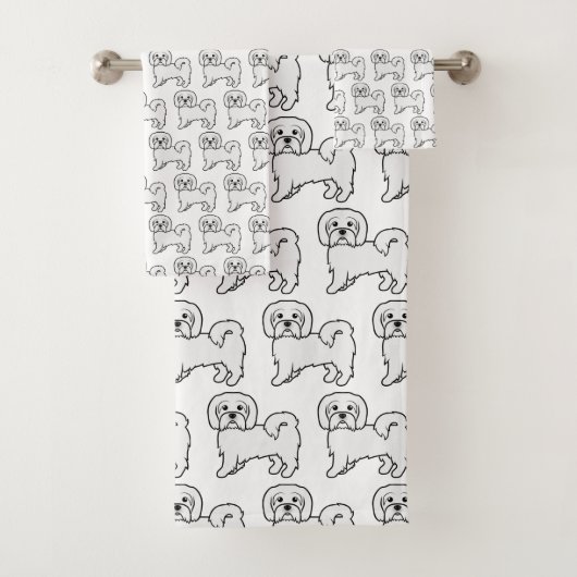 Coton de Tulear Niedlich Cartoon Dog Muster Badhandtuch Set (Insitu)