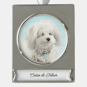 Coton de Tulear Painting - Niedliche Original Dog  Banner-Ornament Silber