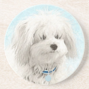 Coton de Tulear Painting - Niedliche Original Dog Getränkeuntersetzer