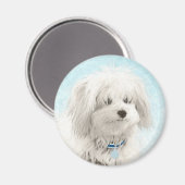 Coton de Tulear Painting - Niedliche Original Dog Magnet (Vorderseite/Rückseite)