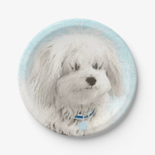 Coton de Tulear Painting - Niedliche Original Dog Pappteller