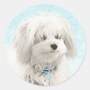 Coton de Tulear Painting - Niedliche Original Dog Runder Aufkleber