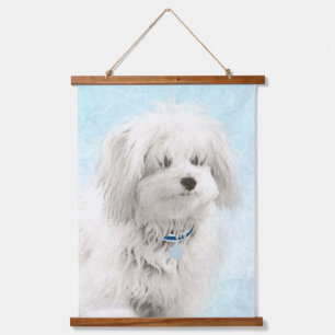 Coton de Tulear Painting - Niedliche Original Dog Wandteppich Mit Holzrahmen