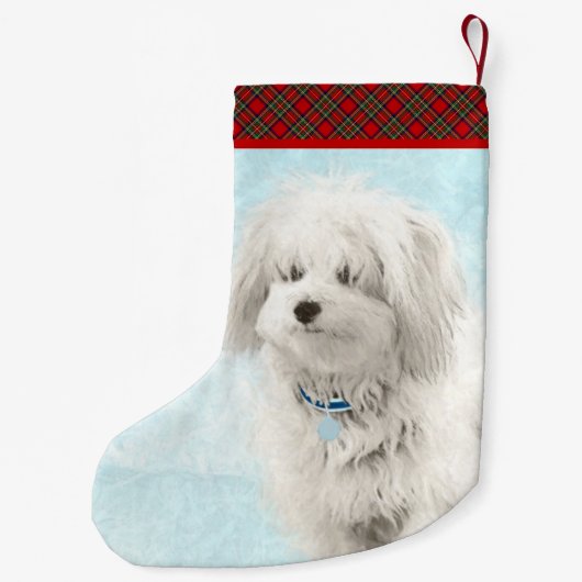 Coton de Tulear Painting - Niedliche Original Hund Kleiner Weihnachtsstrumpf (Rückseite)