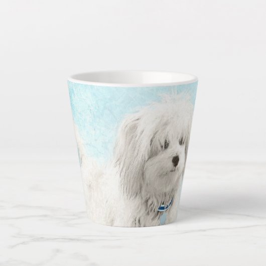 Coton de Tulear Painting - Niedliche Original Hund Milchtasse (Vorderseite)