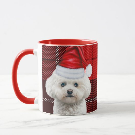 Coton de Tulear Red Holiday Karierte Weihnachtsfei Tasse (Links)