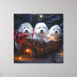 Coton De Tulear Schnee-Schlitten-Weihnachtsdekorat Leinwanddruck