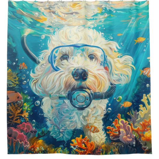 Coton De Tulear Scuba Diving Underwater Duschvorhang (Vorderseite)