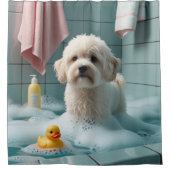 Coton De Tulear Sloppy Sleepy Niedlich Funny Duschvorhang (Vorderseite)