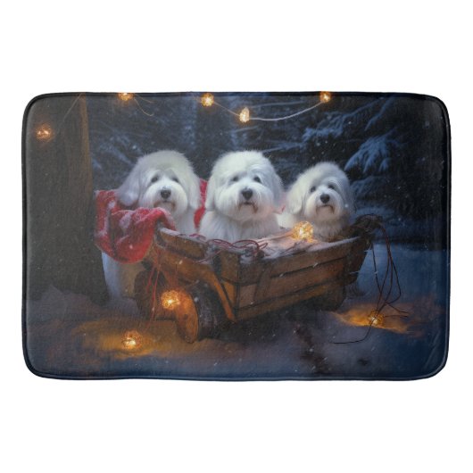 Coton De Tulear Snowy Sleigh Weihnachtsdekor Badematte (Vorderseite)