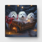 Coton De Tulear Snowy Sleigh Weihnachtsdekor Fotoplatte (Vorderseite)