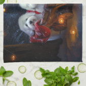 Coton De Tulear Snowy Sleigh Weihnachtsdekor Geschirrtuch (Gefaltet)