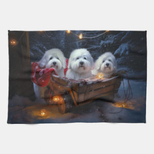 Coton De Tulear Snowy Sleigh Weihnachtsdekor Geschirrtuch