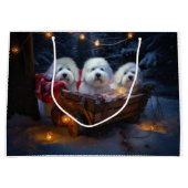 Coton De Tulear Snowy Sleigh Weihnachtsdekor Große Geschenktüte (Vorderseite)