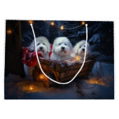 Coton De Tulear Snowy Sleigh Weihnachtsdekor Große Geschenktüte (Rückseite)