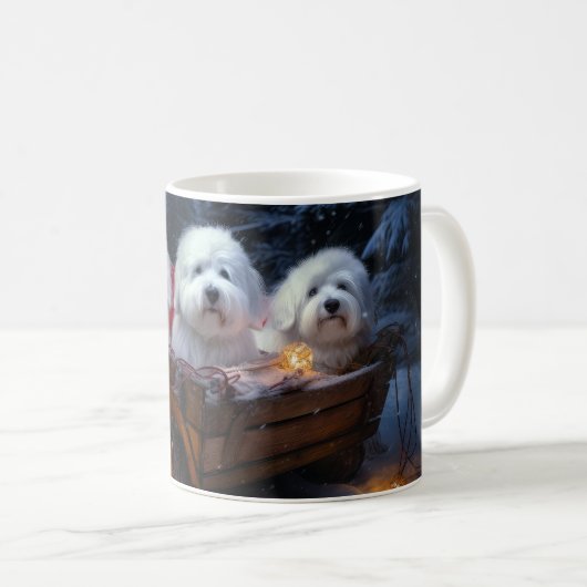 Coton De Tulear Snowy Sleigh Weihnachtsdekor Kaffeetasse (VorderseiteRechts)