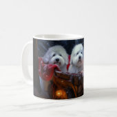 Coton De Tulear Snowy Sleigh Weihnachtsdekor Kaffeetasse (Vorderseite Links)
