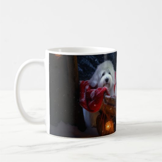 Coton De Tulear Snowy Sleigh Weihnachtsdekor Kaffeetasse (Links)